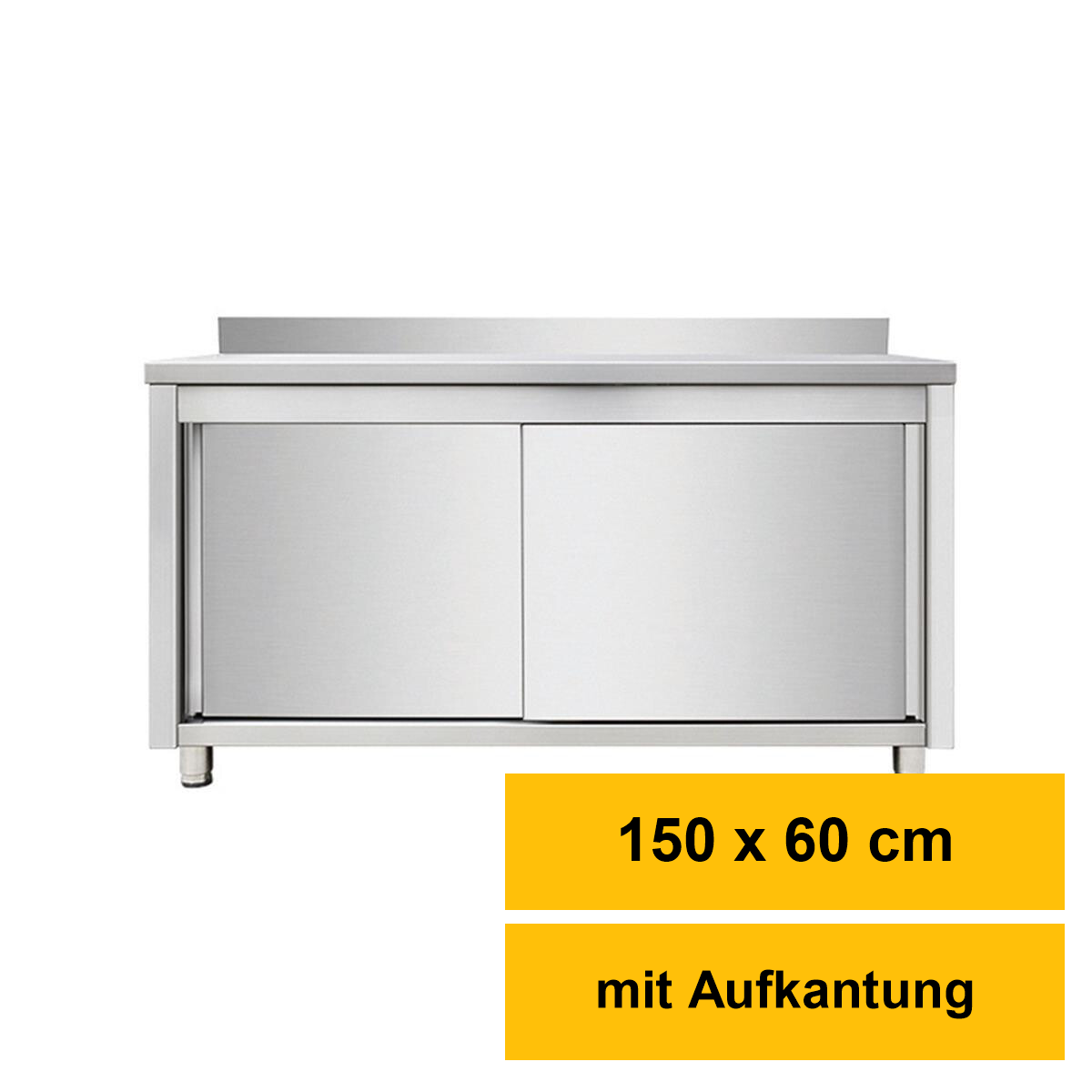 Arbeitsschrank aus Edelstahl, mit Aufkantung, 150 x 60