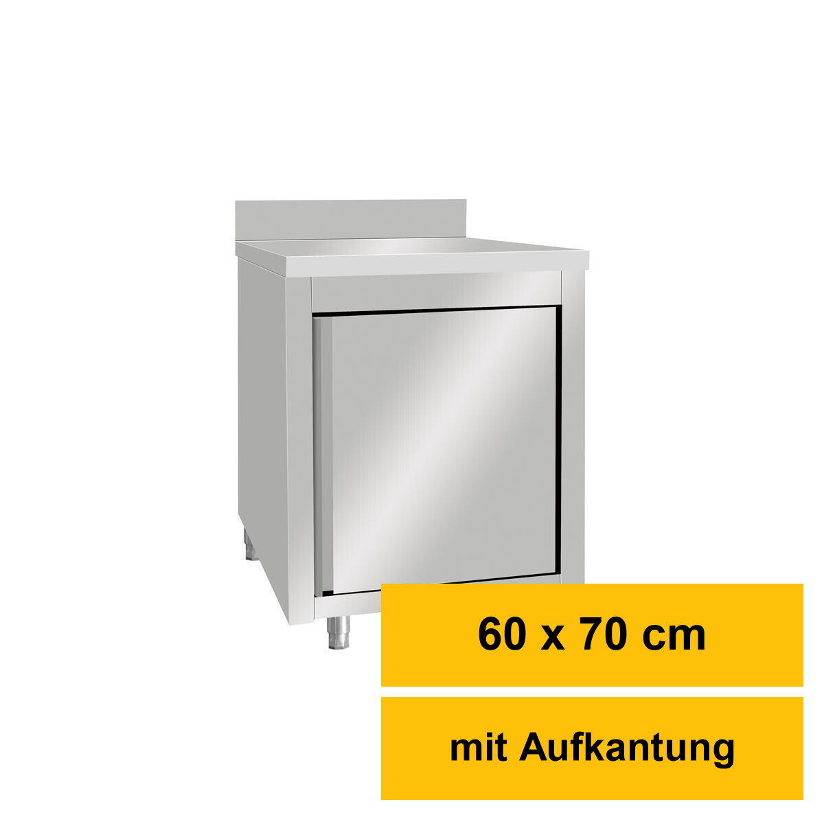 Arbeitsschrank aus Edelstahl, mit Aufkantung, 60 x 70
