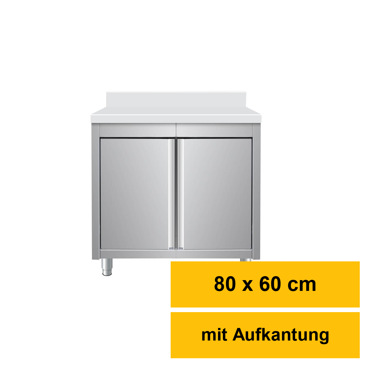 Arbeitsschrank aus Edelstahl, mit Aufkan box
