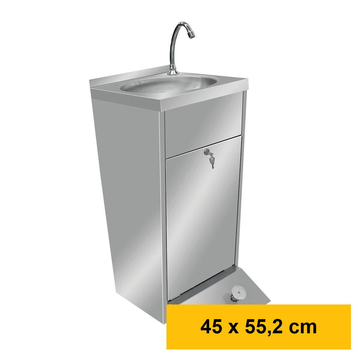 Edelstahl-Handwaschbecken mit Fußpedal und Unterschran