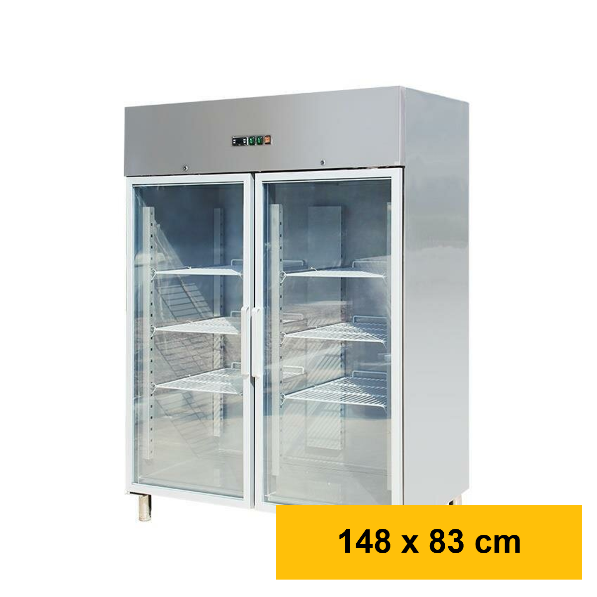 Edelstahltiefk&uuml;hlschrank mit Glasst&uuml;r,...