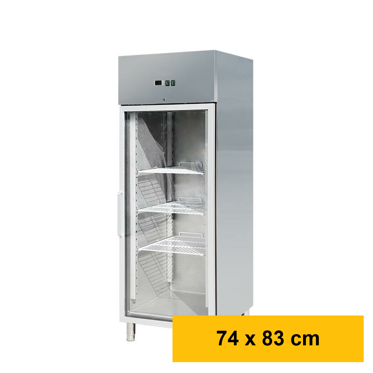 Edelstahlk&uuml;hlschrank mit Glasst&uuml;r,...