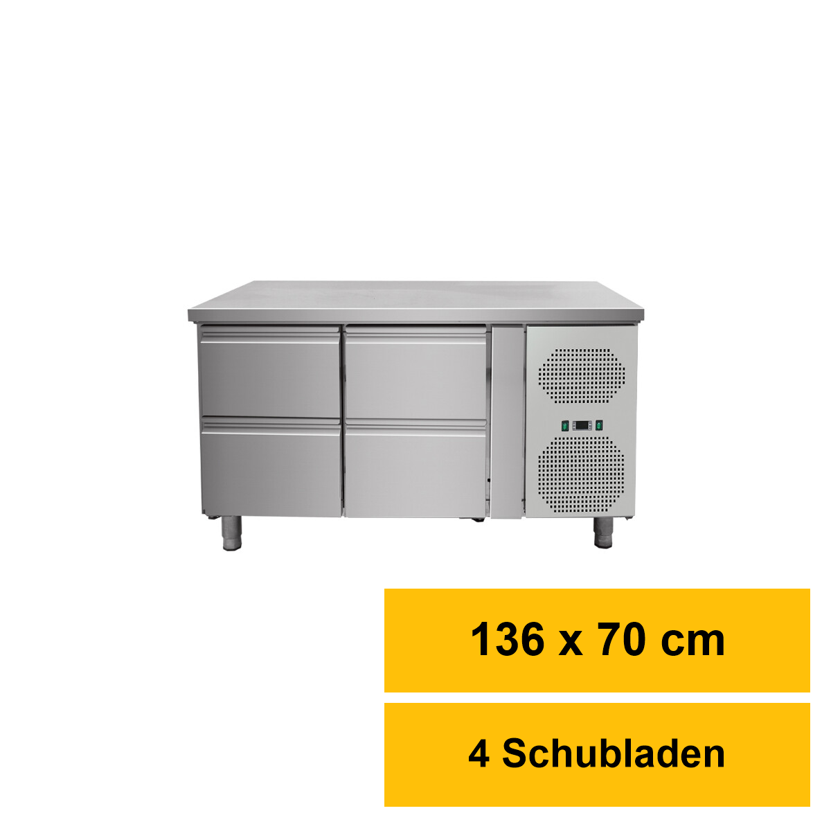 Kühltisch mit 4 Schubladen, Umluft, 136x70