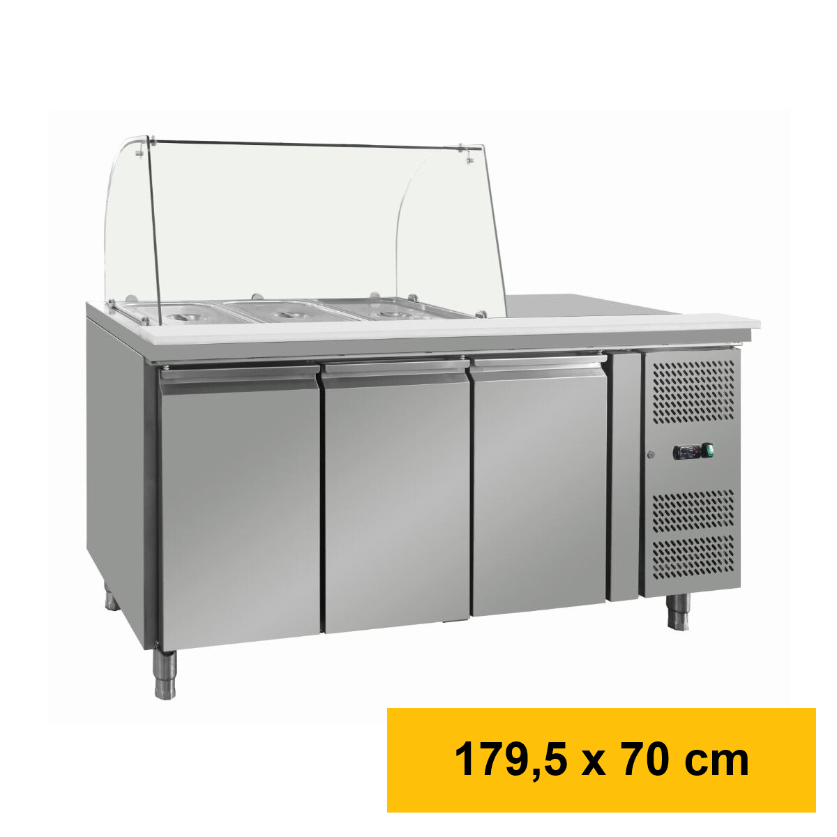 Kühltheke mit Glassaufsatz und Arbeitsplatte