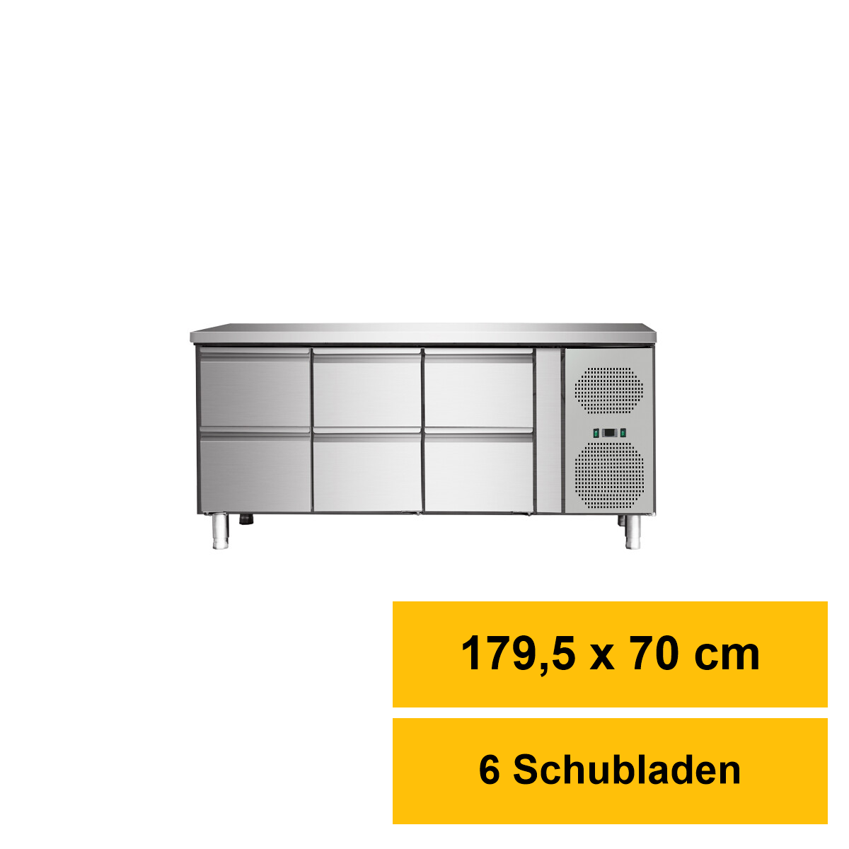 Kühltisch mit 6 Schubladen, Umluft, 180x70