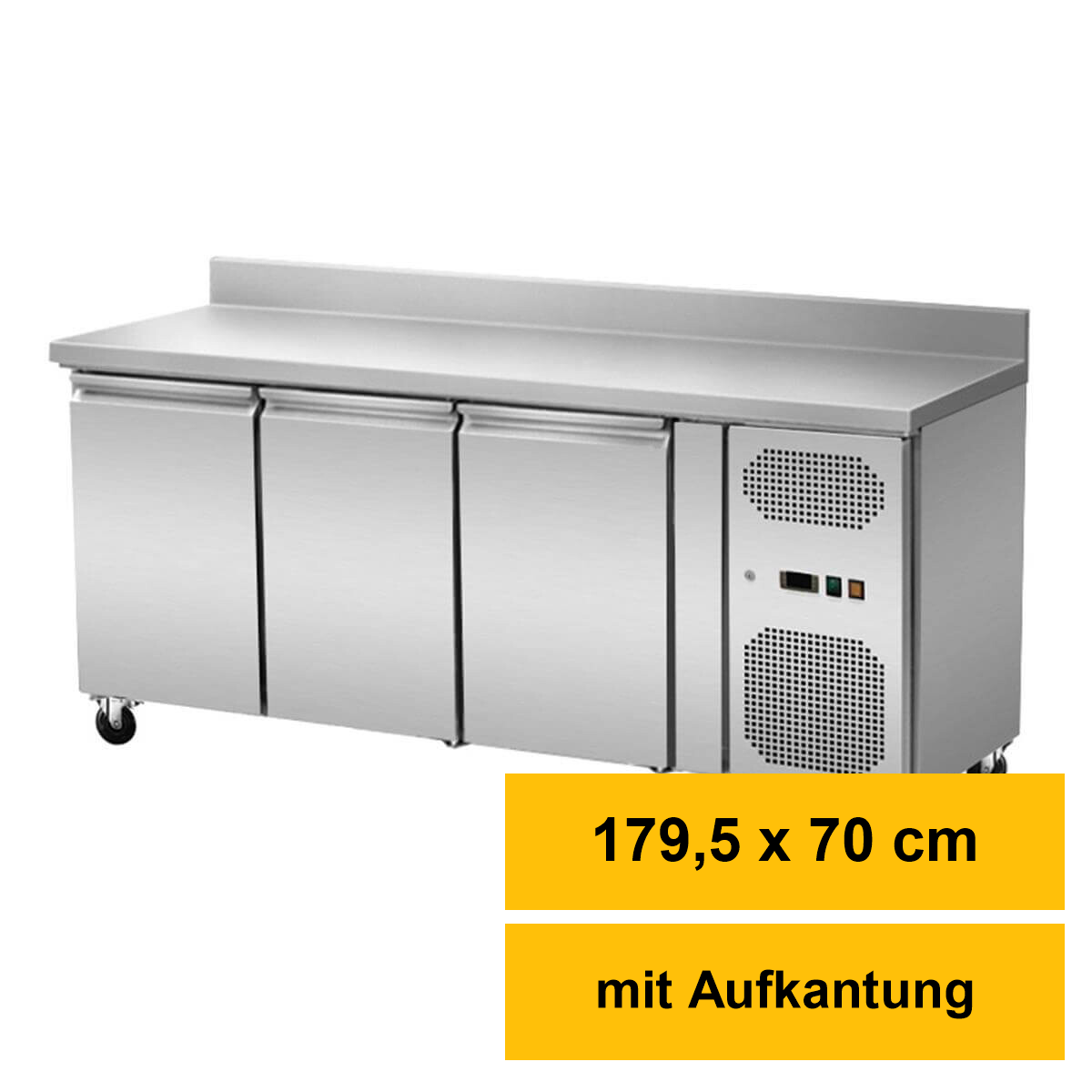 Kühltisch 3 Türen mit Aufkantung, Umluft, 180x70