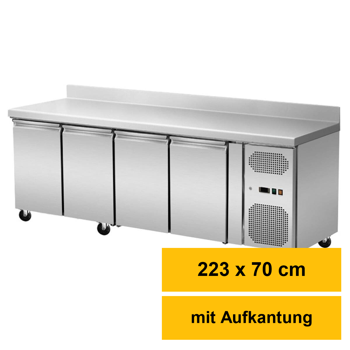 Kühltisch 4 Türen  mit Aufkantung, Umluft, 223x70