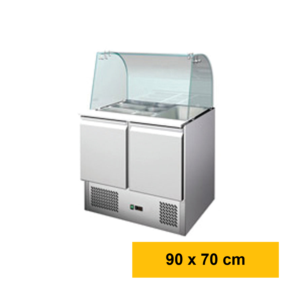 Saladette 2 Türen, gebogenes Glas, 90 x 70