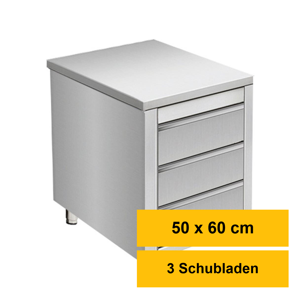 Arbeitsschrank aus Edelstahl, mit Schubladen 50 x 60