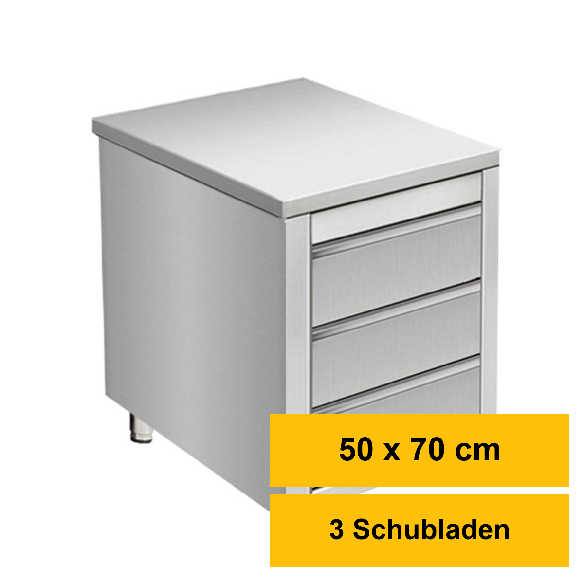 Arbeitsschrank aus Edelstahl, mit Schubladen 50 x 70