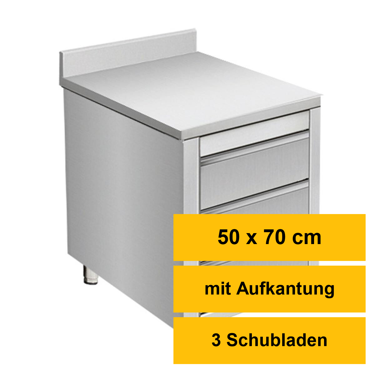 Arbeitsschrank aus Edelstahl, mit Schubl box