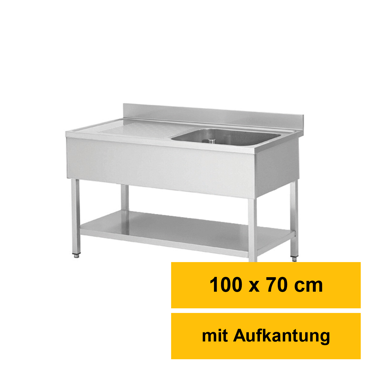 Edelstahl-Spültisch 100 × 70  box