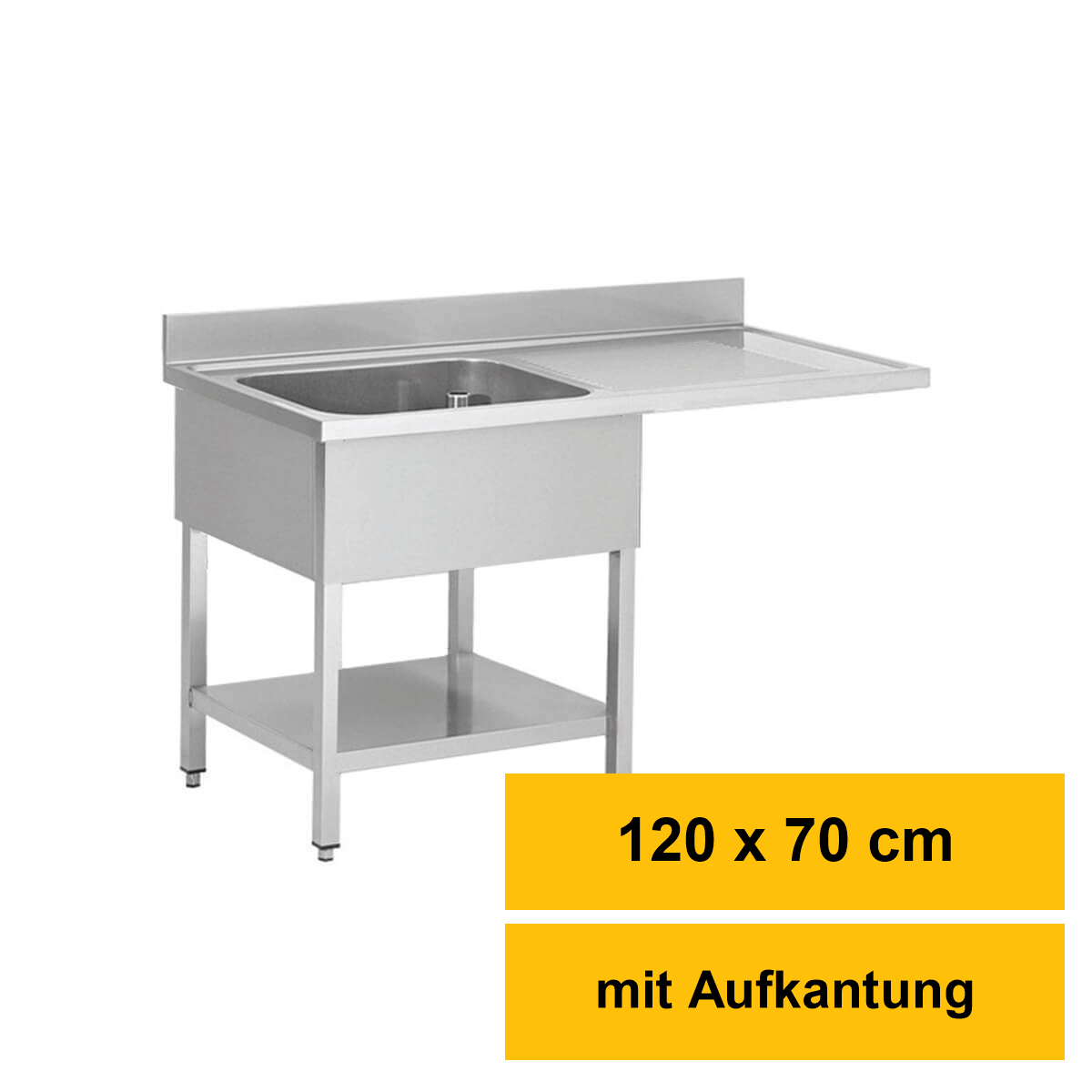 Edelstahl-Spülcenter 120 × 70 cm, 1 Becken links 