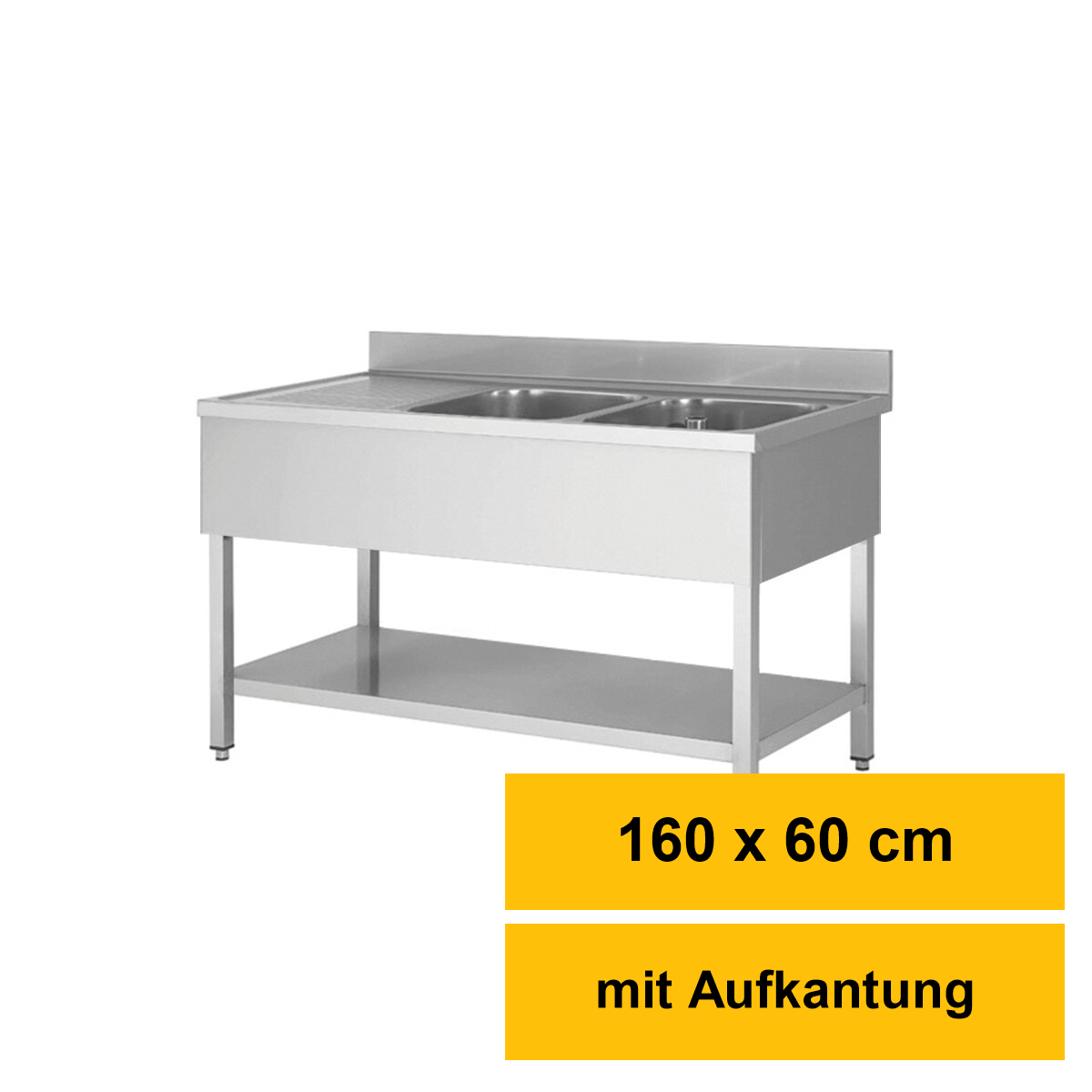 Edelstahl-Spültisch 160 × 60  box