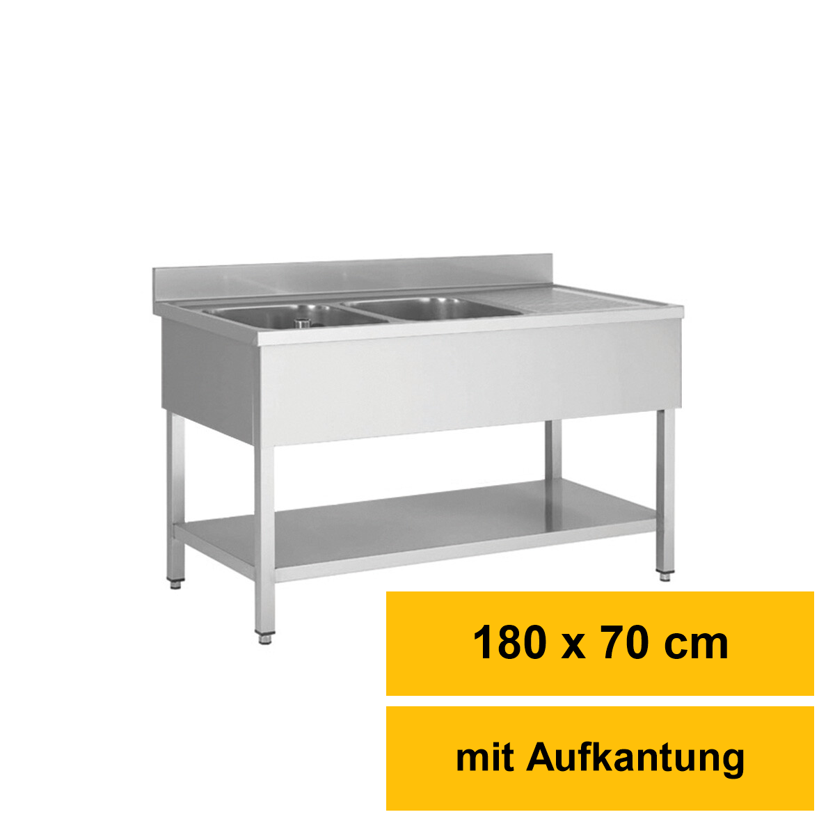 Edelstahl-Spültisch 180 × 70  box
