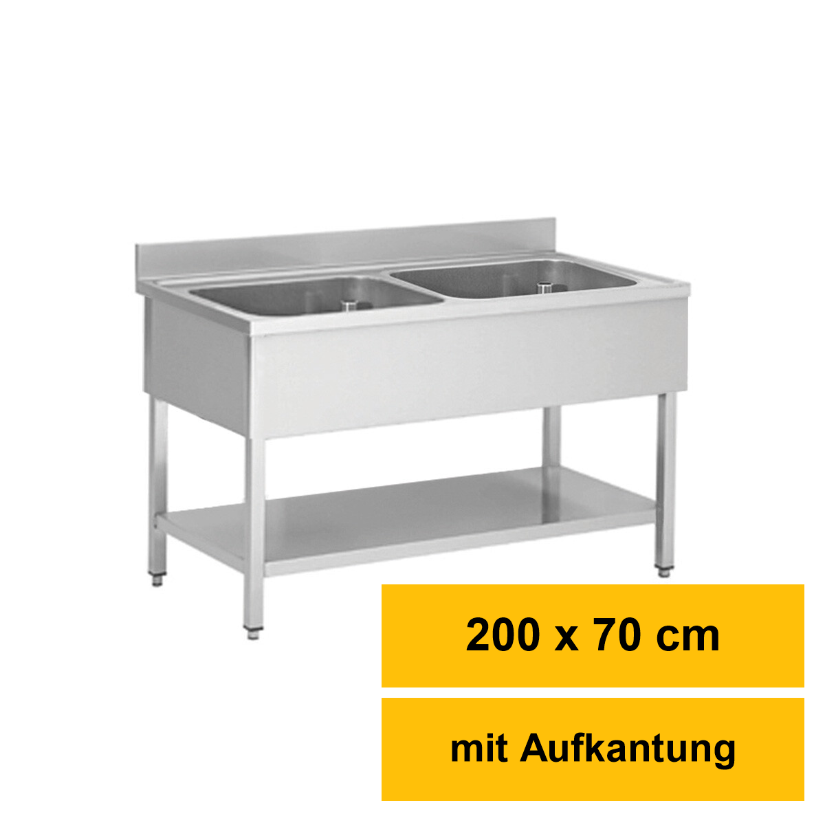 Edelstahl-Spültisch 200 × 70  box