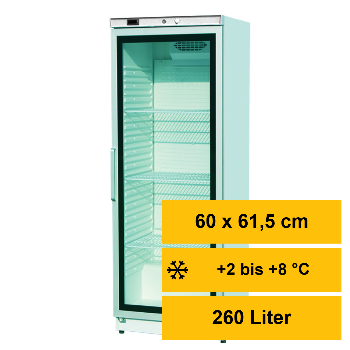 Lagerkühlschrank mit Glastür, 260 Liter – Sk