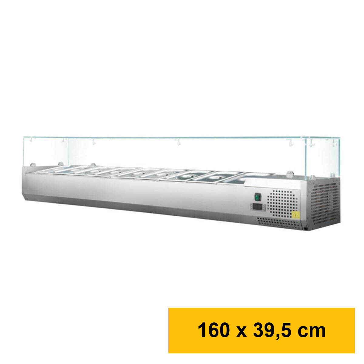 Kühlaufsatzvitrine GN 1/3, 160 x 40, Glasaufsatz