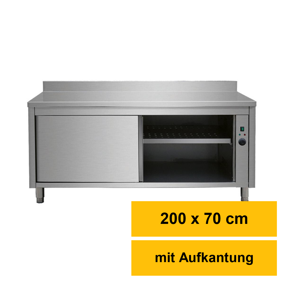 Wärmeschrank Edelstahl mit Aufkantung, 200 x 70