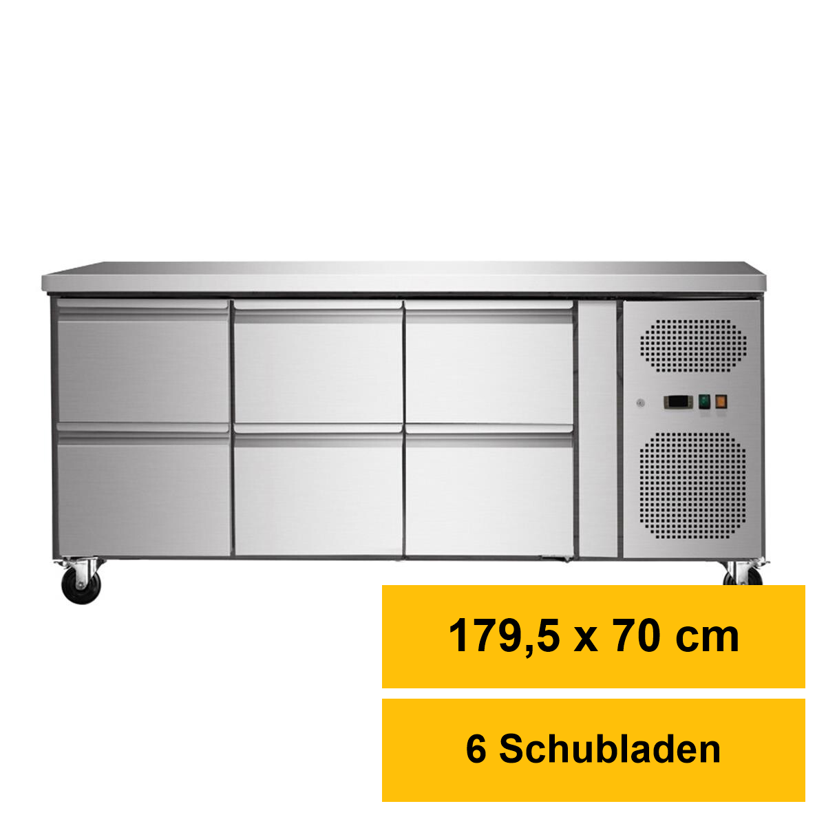 Kühltisch mit 6 Schubladen, Umluft, 180x70