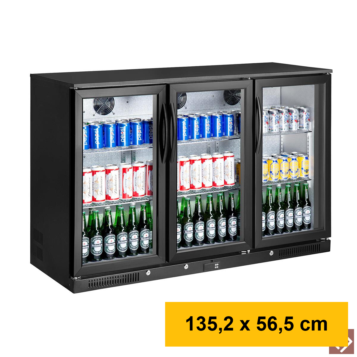 Flaschenkühler, Inhalt 300 Liter, 3 Flügeltür