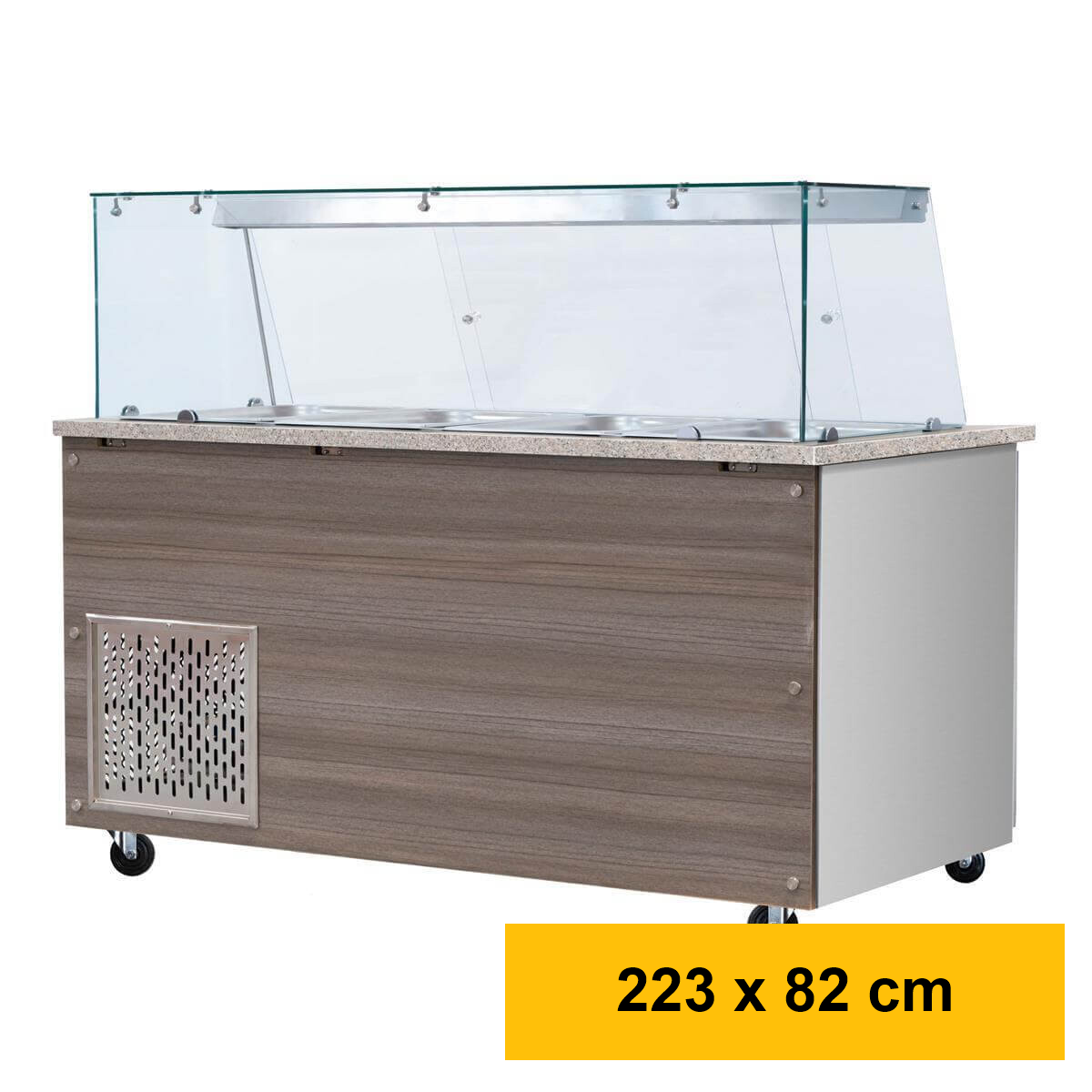 SNACK-Line, Kalte Theke, 6x GN1/1, Granit rosa-grau, 223x82x