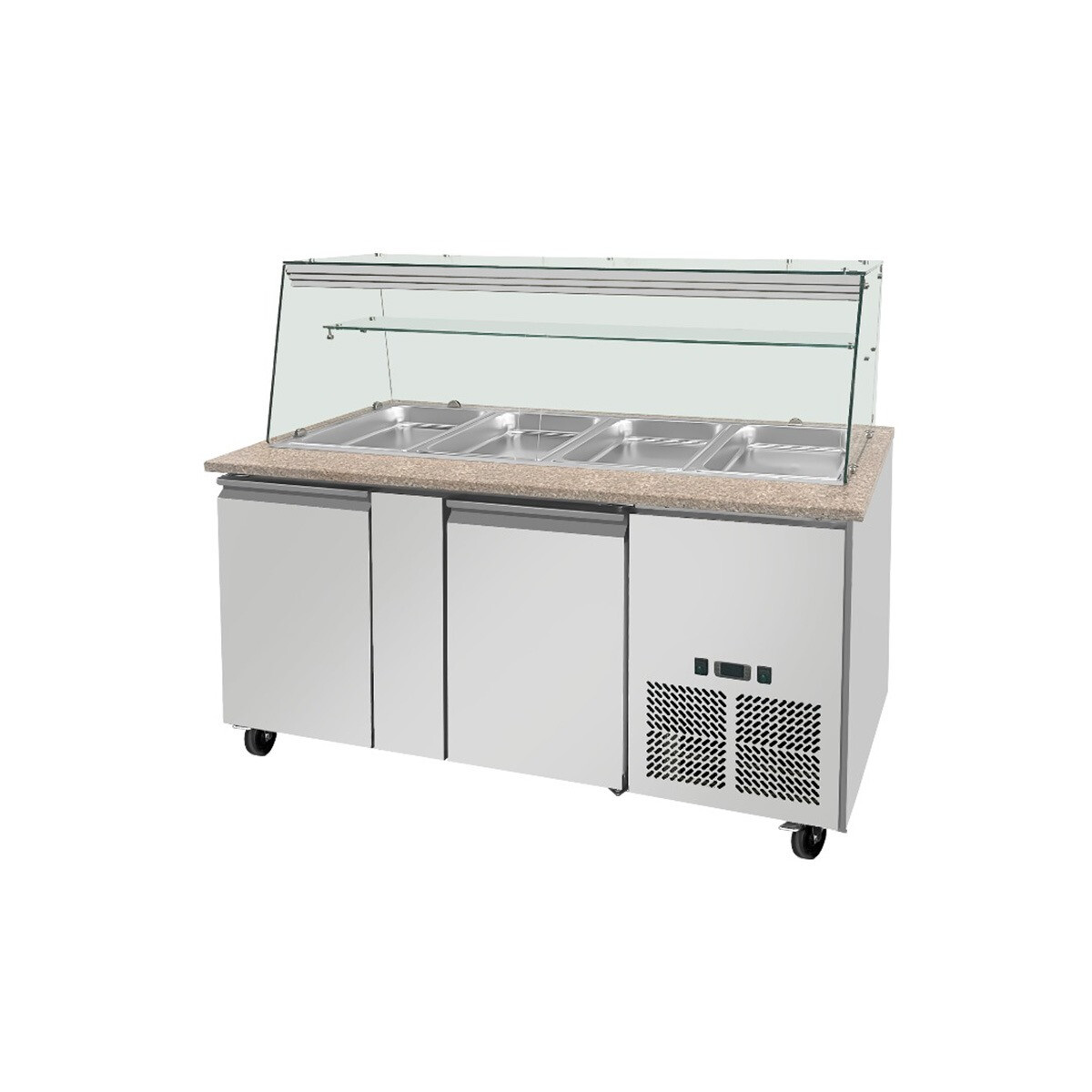 SNACK-Line, Kalte Theke, 4x GN1/1, Granit rosa-grau, 152x82x