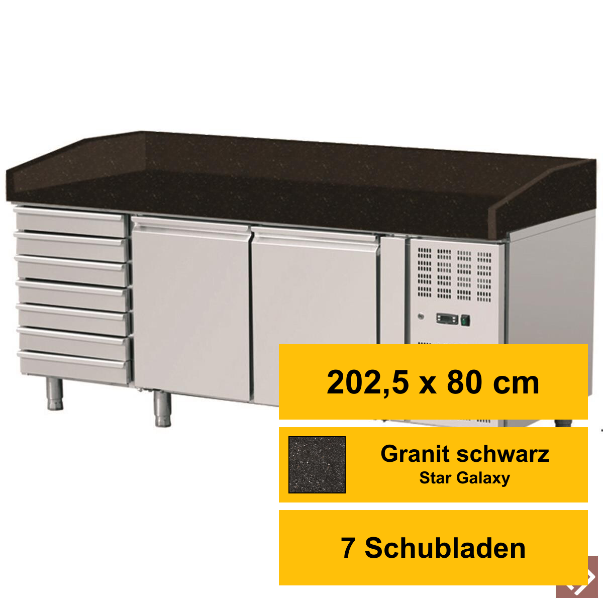 Pizzakühltisch, 2 Türen, 7 ung box