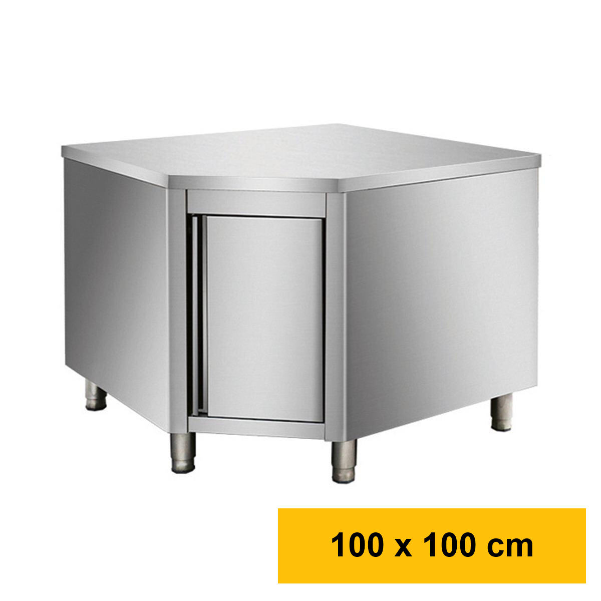 Arbeitsschrank aus Edelstahl, Eckmodul 700er Bautiefe