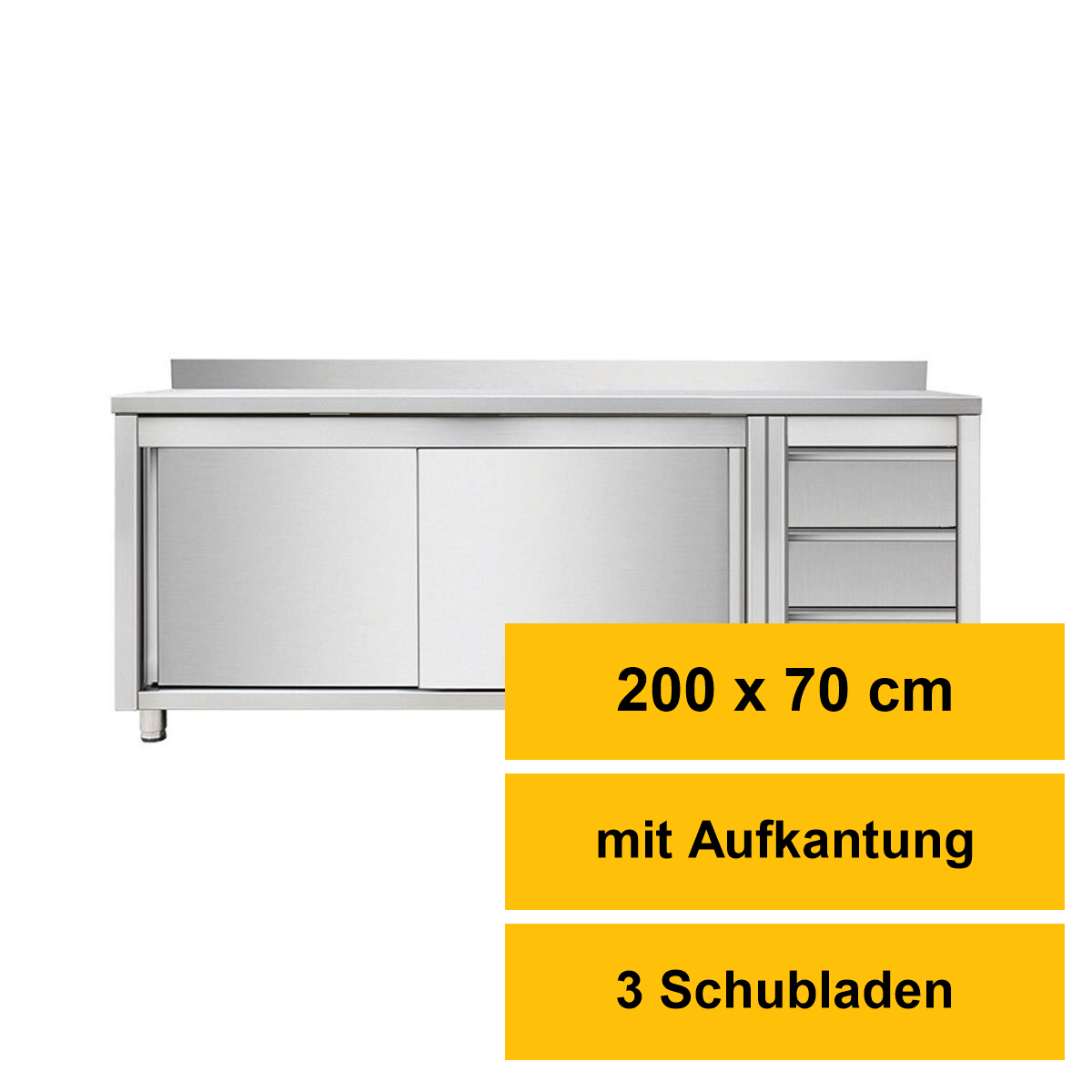 Arbeitsschrank mit Schiebetüren und Schubladenblock rec