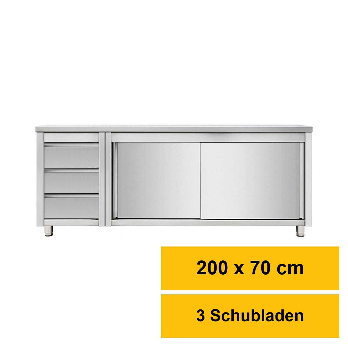 Arbeitsschrank mit Schiebetüren und Schubladenblock lin