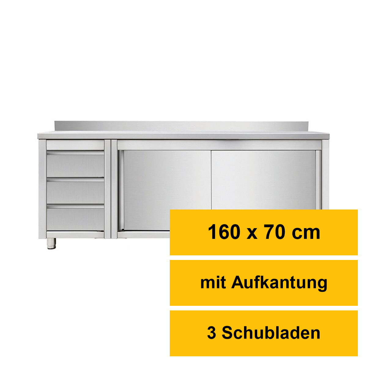 Arbeitsschrank mit Schiebetüren und Schubladenblock lin