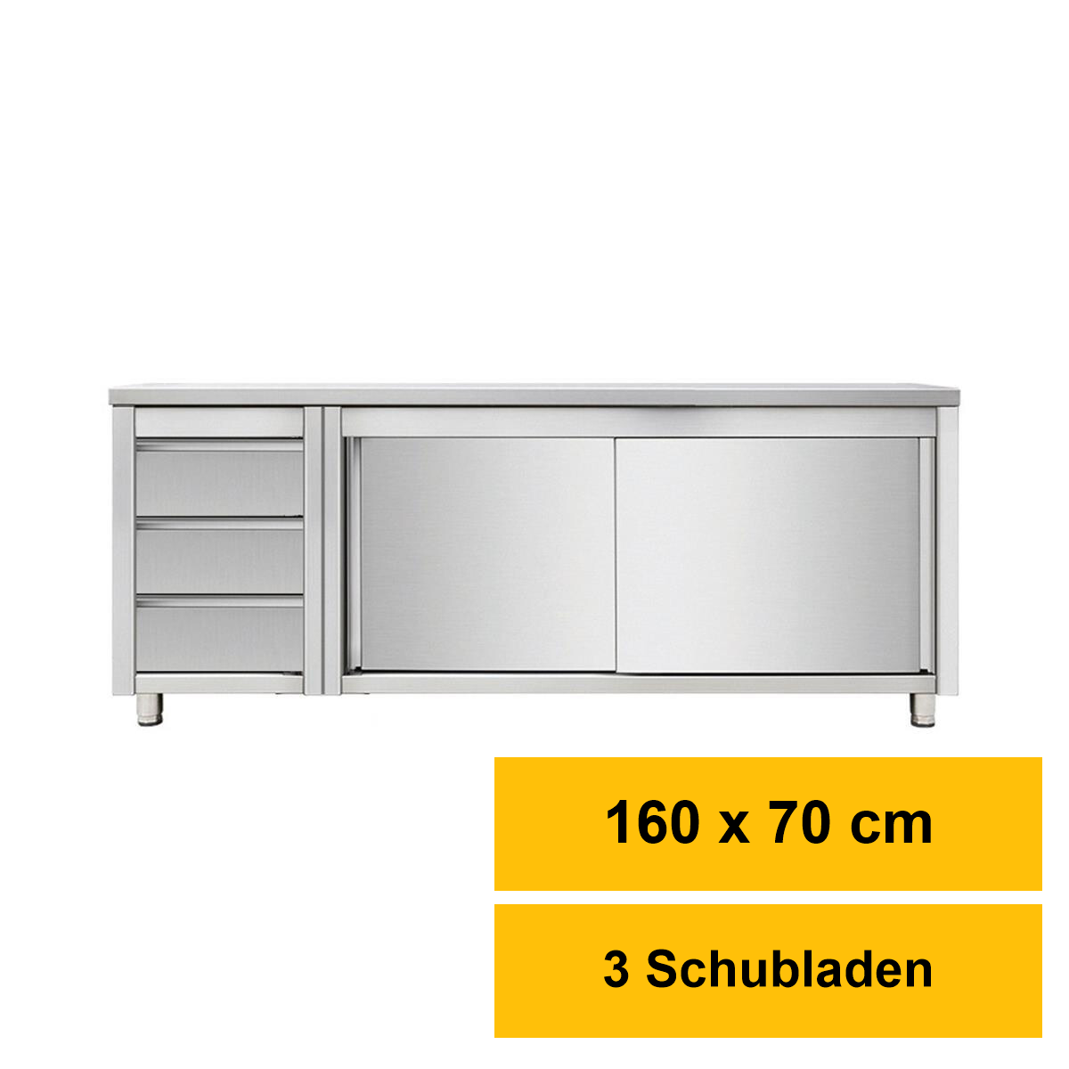Arbeitsschrank mit Schiebetüren und Schubladenblock lin
