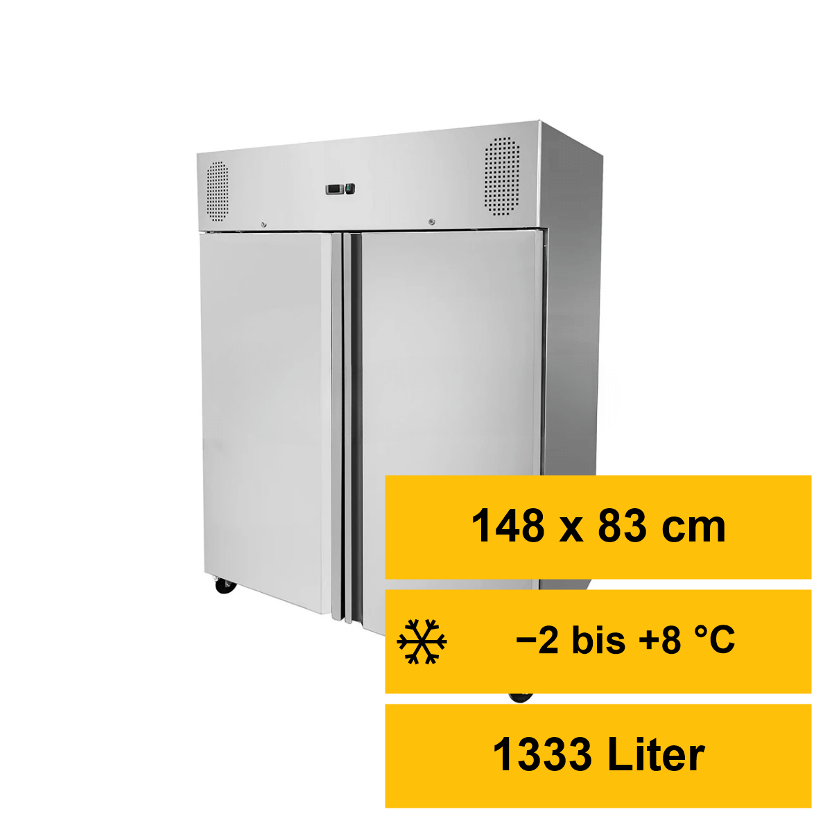 Gastro-Kühlschrank Edelstahl, GN 2/1, 869 Liter netto &