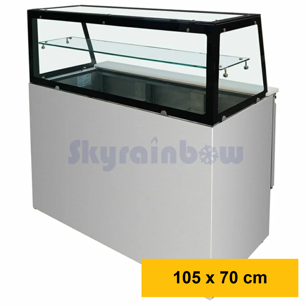 Saladette 2 Türen, 105 x 70 gerader Glasaufbau, Klargla