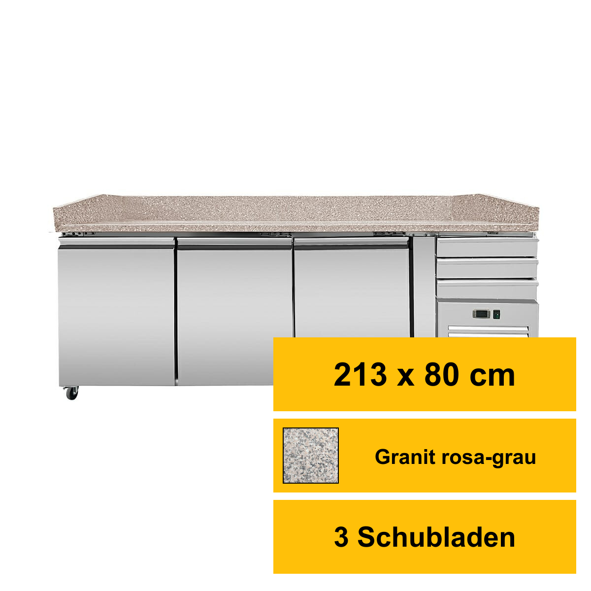 Pizza K&uuml;hltisch PRO, Granit rosa-grau, 3...