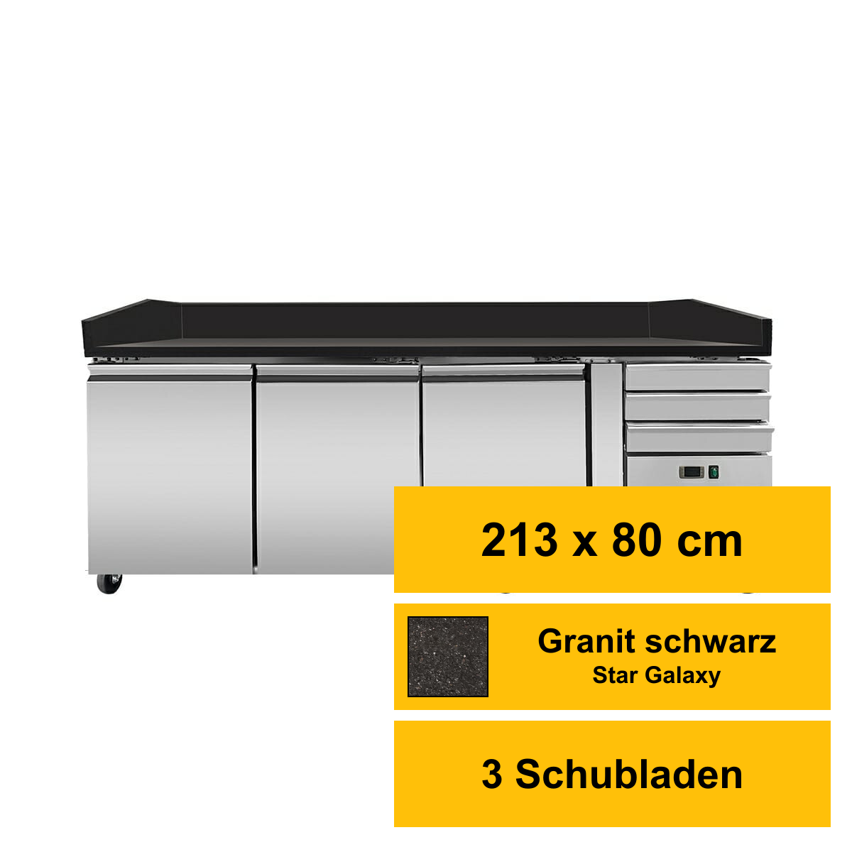 Pizza K&uuml;hltisch PRO, Granit Star Galaxy schwarz,...