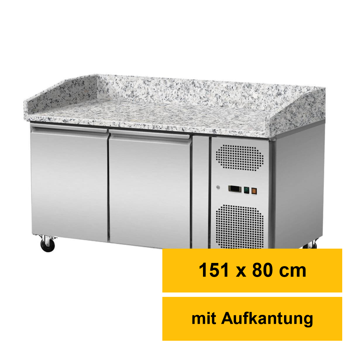 Pizza Kühltisch, Granit rosa-grau, 2 Türen, 151 x 