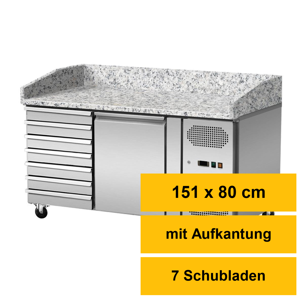 Pizza Kühltisch, Granit rosa-grau,1 Tür 7 ungek. S