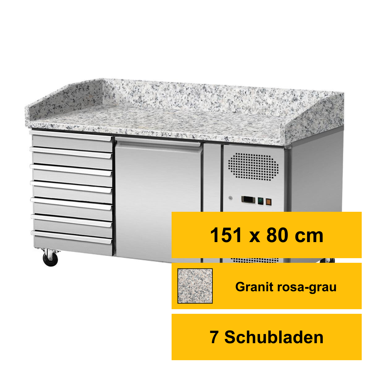 Pizzakühltisch, 1 Tür, 7 ungekühlte Schublade
