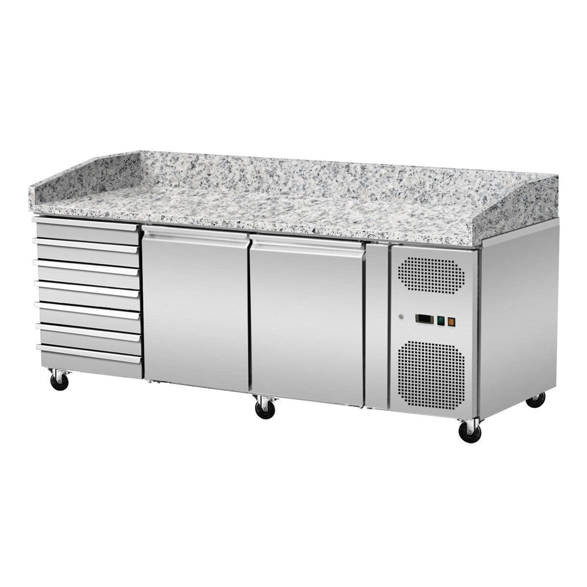Pizza Kühltisch, Granit rosa-grau,  box