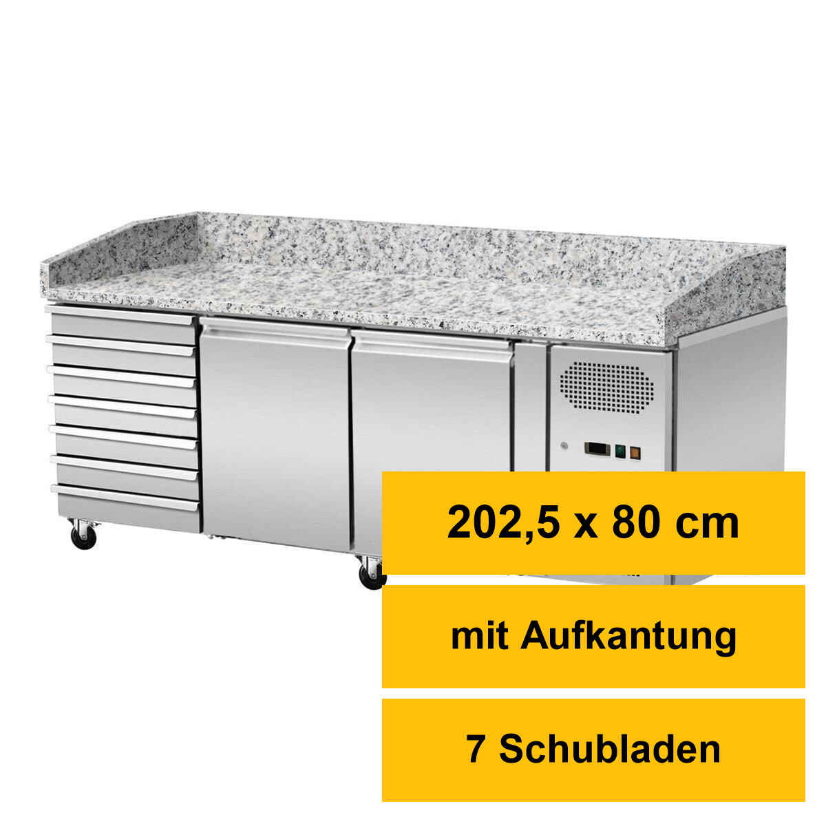 Pizza Kühltisch, Granit rosa-grau, 2 Türen 7 ungek