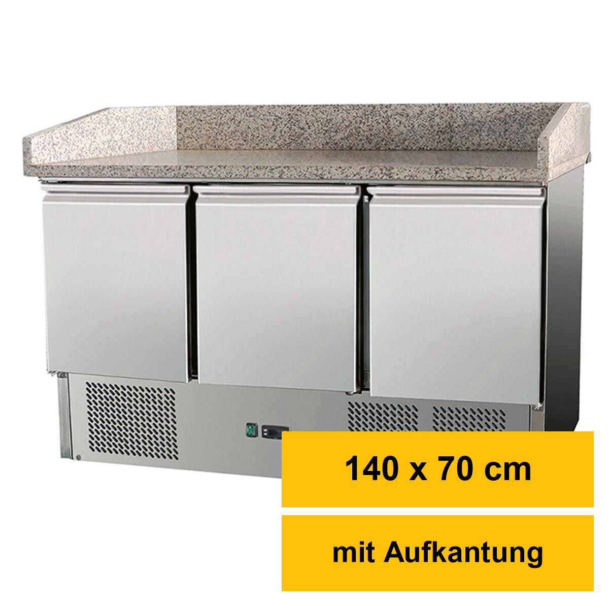 Pizzatisch 3 Türen, mit Unterbaukühlung, 140 x 70
