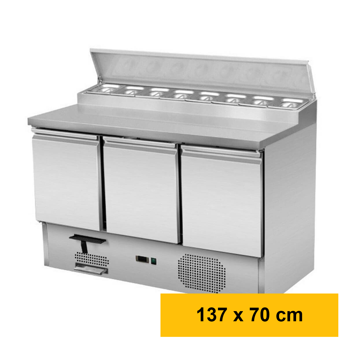 Saladette/Zubereitungstisch 3 Türen, Unterbaukühlu