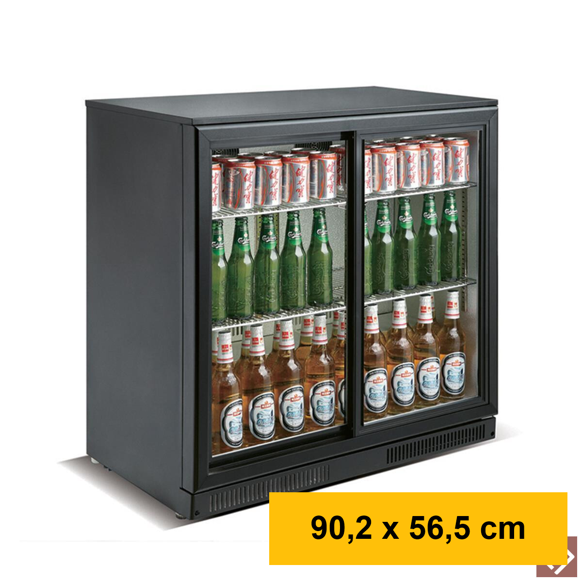 Flaschenkühler, Inhalt 228 Liter, 2 Schiebetüren
