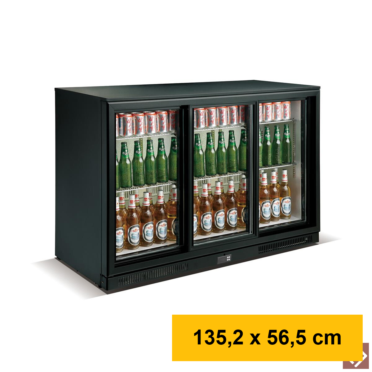 Flaschenkühler, Inhalt 303 Liter, 3 Schiebetüren